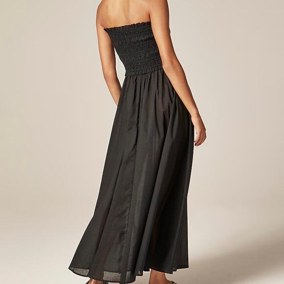J Crew Women's Smocked Cotton Voile Maxi Dress Medium Black - Picture 7 of 16